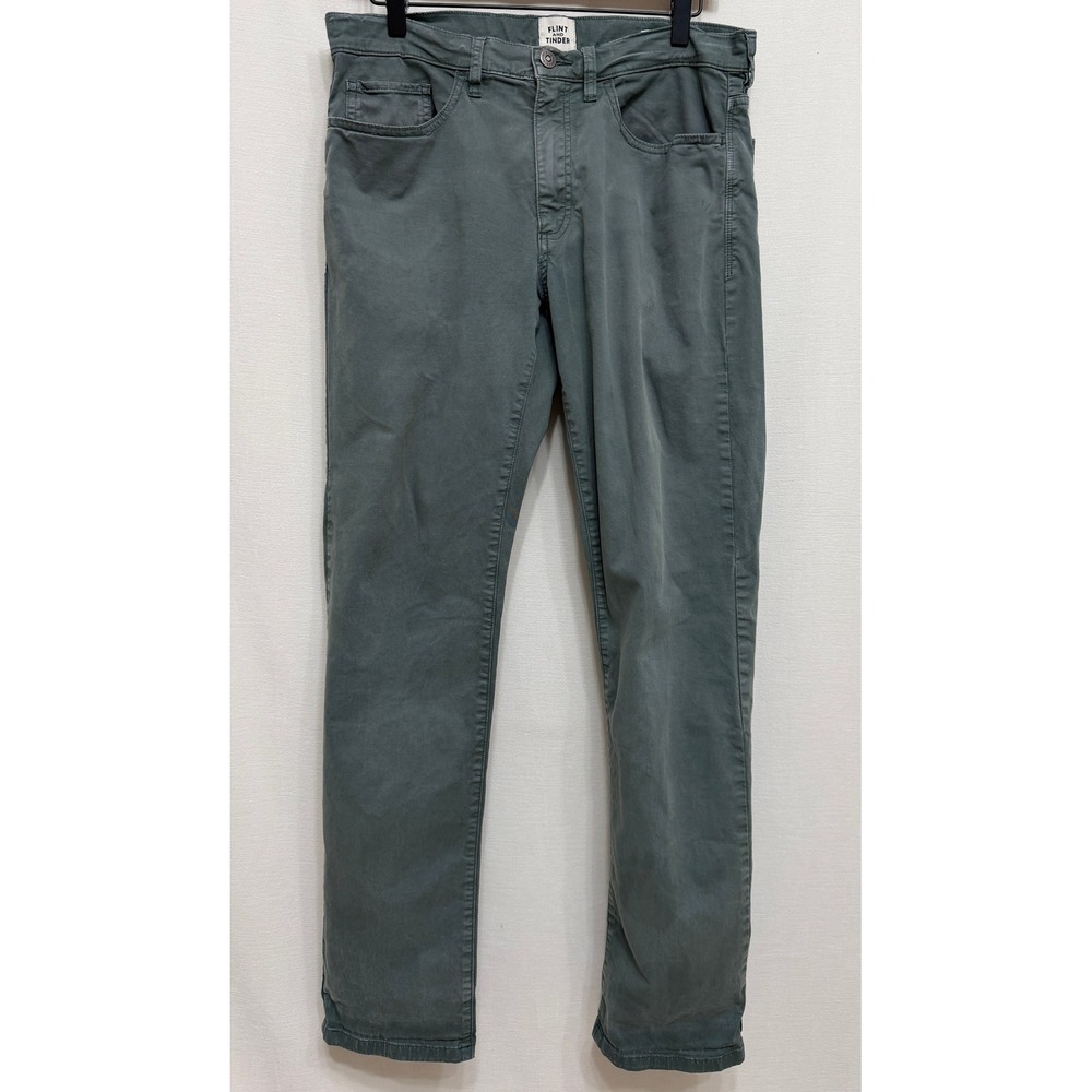 Flint and Tinder Mens Straight Fit Pants Sage Green Cotton Stretch 31x30 EUC